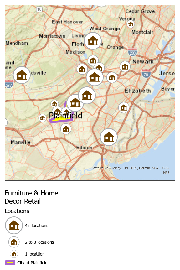 Furntituirte and Home Decor retail locations map